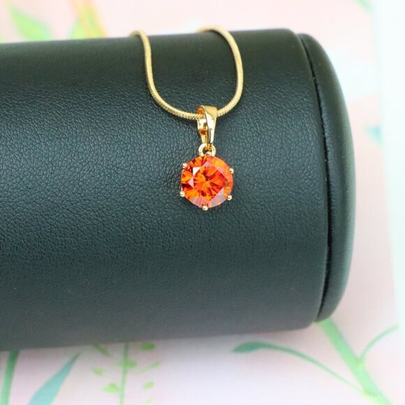 "Fiery Red Round Pendant in Gold Plating with Elegant Minimal Look, XPPT1676 - Picture 13 of 13